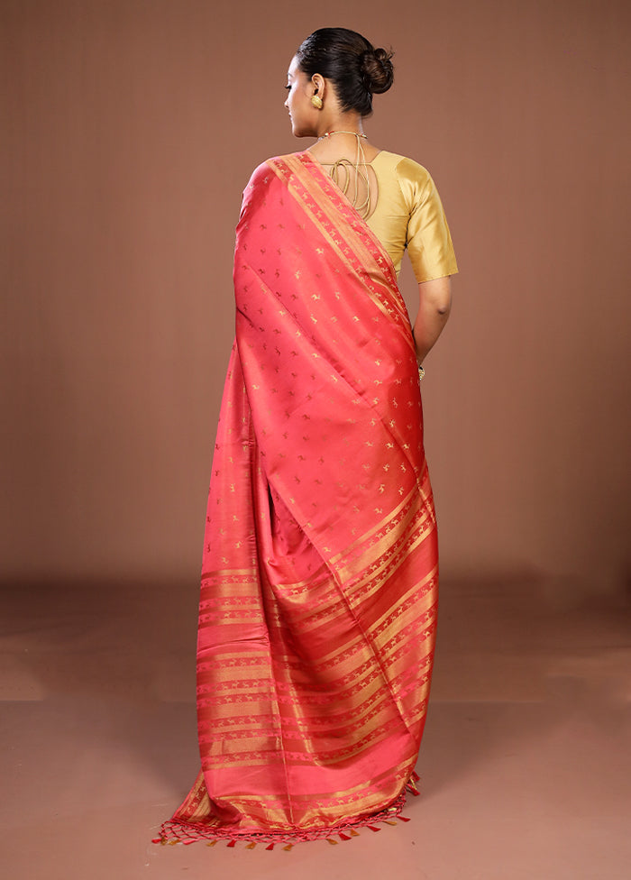 Pink Dupion Silk Saree With Blouse Piece