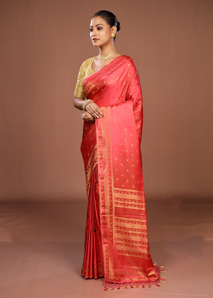 Pink Dupion Silk Saree With Blouse Piece