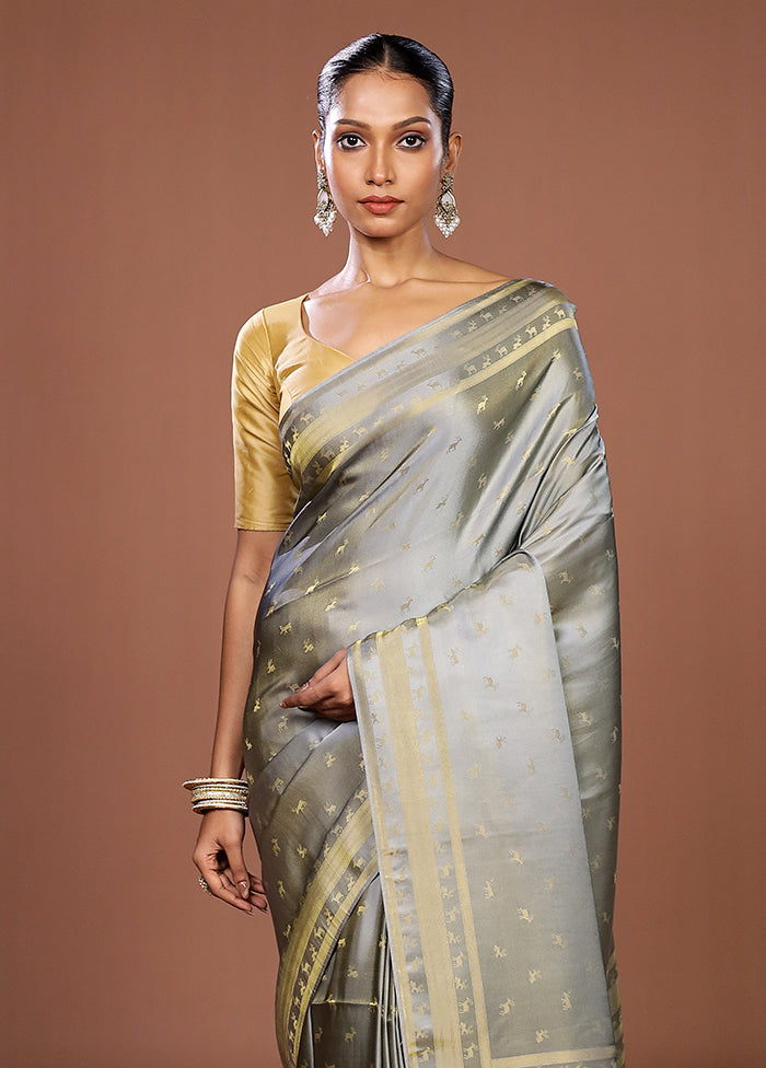 Cream Dupion Silk Saree With Blouse Piece
