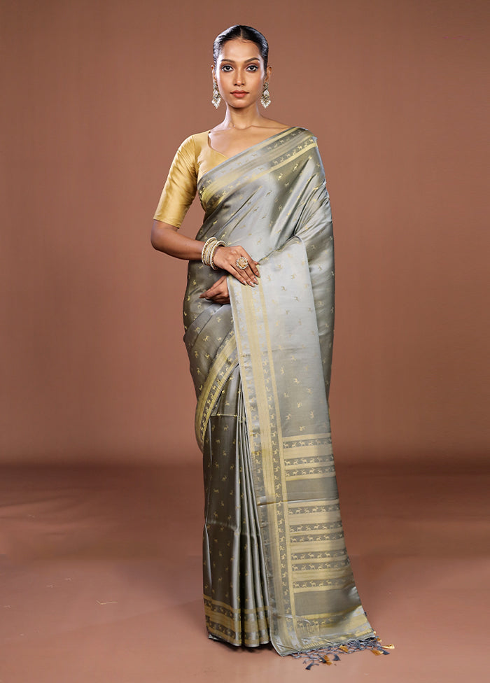 Cream Dupion Silk Saree With Blouse Piece