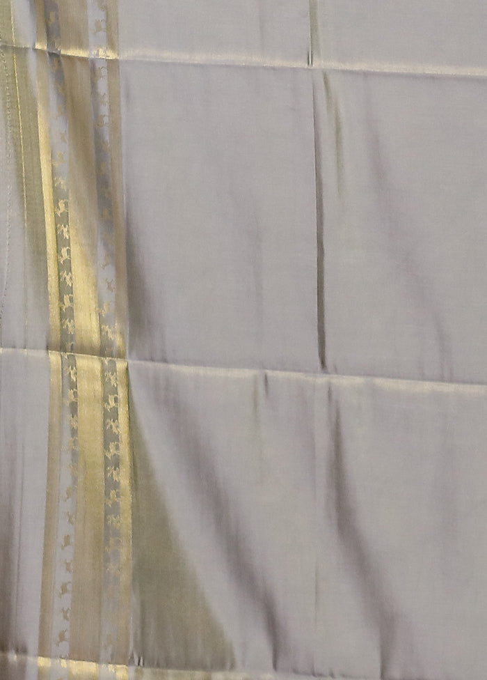 Cream Dupion Silk Saree With Blouse Piece