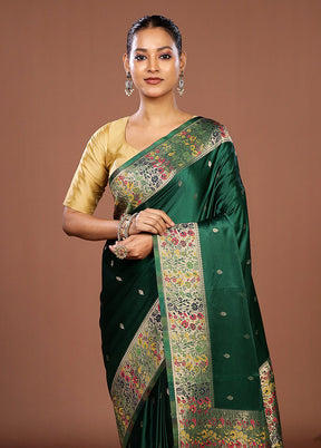 Green Dupion Silk Saree With Blouse Piece