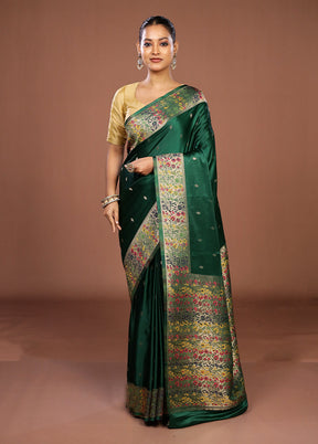 Green Dupion Silk Saree With Blouse Piece