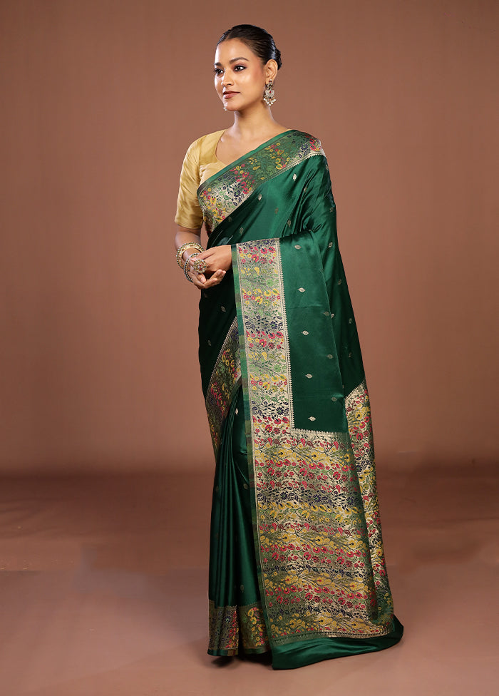 Green Dupion Silk Saree With Blouse Piece