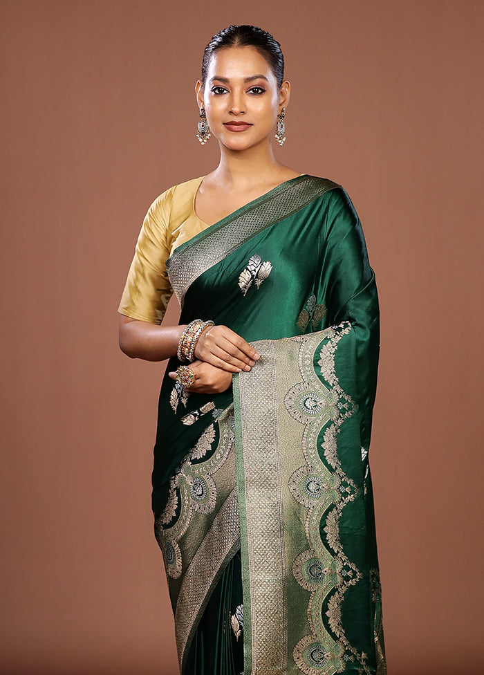 Green Dupion Silk Saree With Blouse Piece