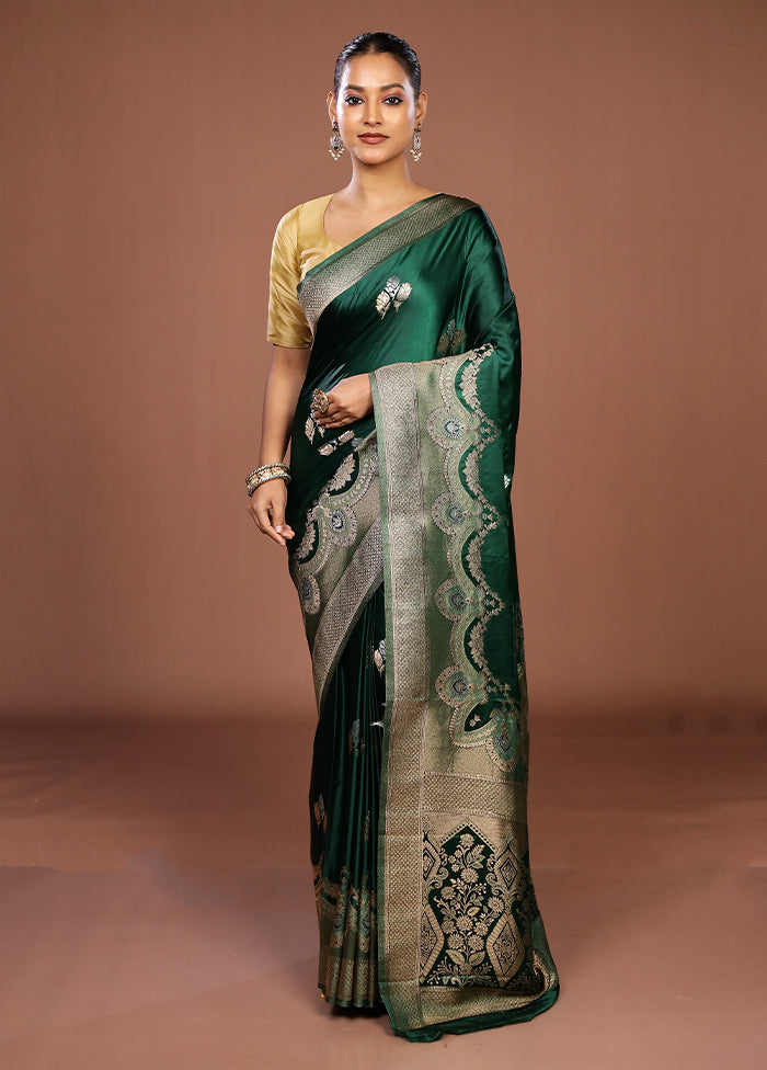 Green Dupion Silk Saree With Blouse Piece