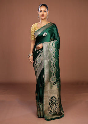Green Dupion Silk Saree With Blouse Piece