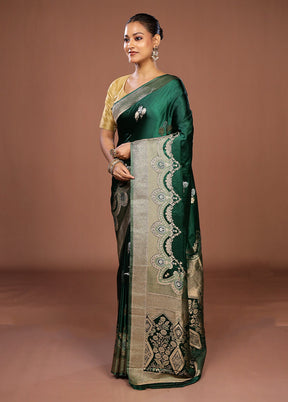 Green Dupion Silk Saree With Blouse Piece