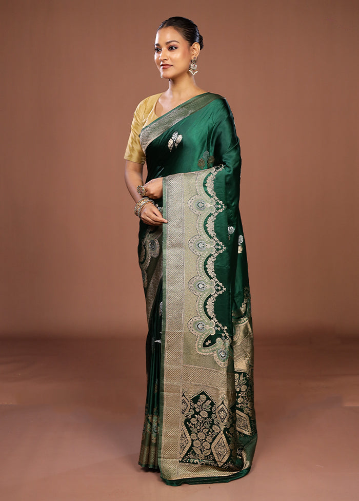 Green Dupion Silk Saree With Blouse Piece