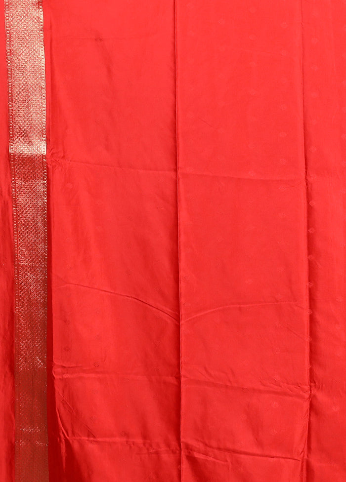 Red Dupion Silk Saree With Blouse Piece