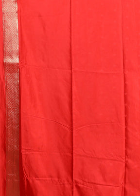 Red Dupion Silk Saree With Blouse Piece