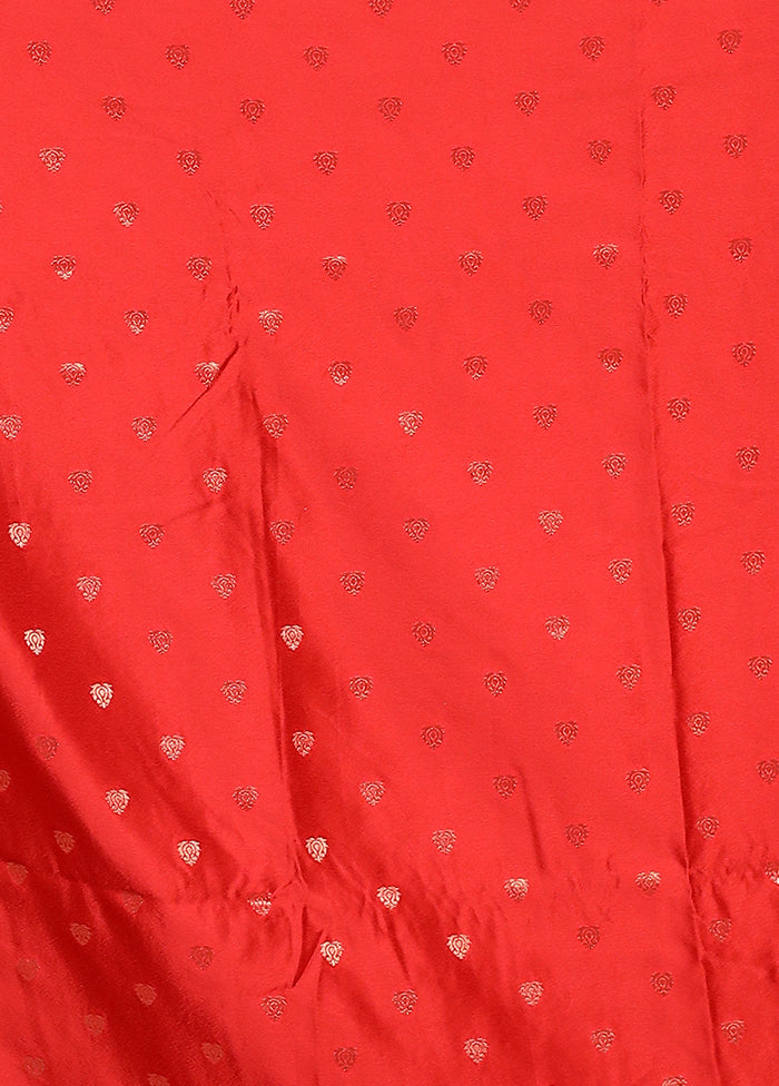 Red Dupion Silk Saree With Blouse Piece