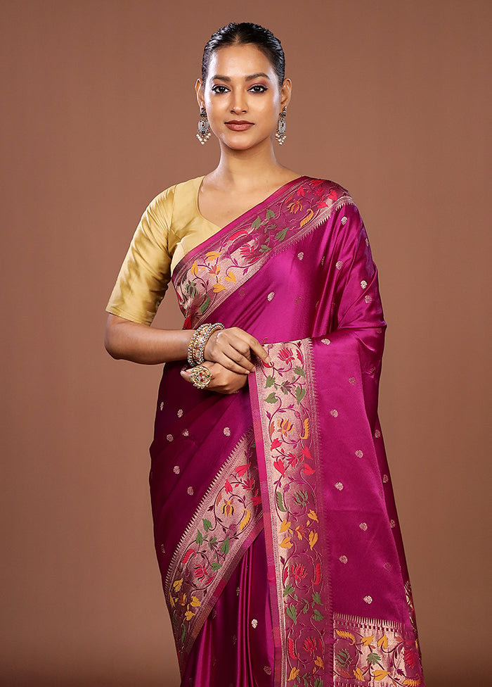 Purple Dupion Silk Saree With Blouse Piece