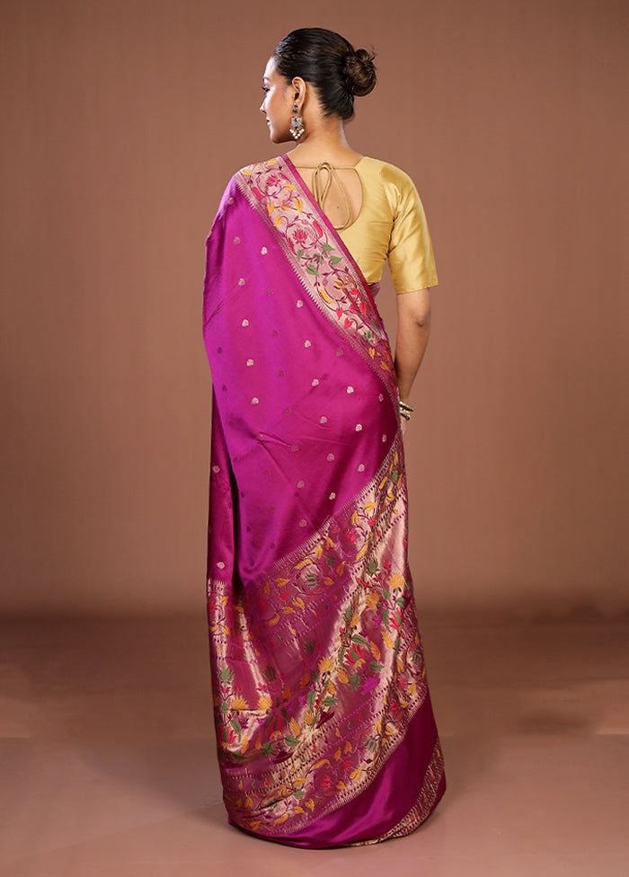 Purple Dupion Silk Saree With Blouse Piece