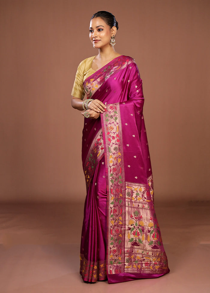 Purple Dupion Silk Saree With Blouse Piece