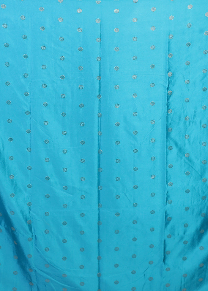 Blue Dupion Silk Saree With Blouse Piece