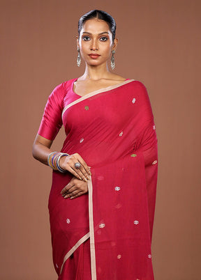 Pink Matka Silk Saree With Blouse Piece