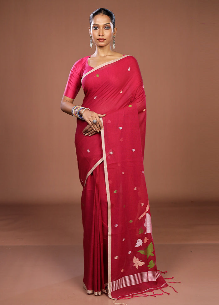 Pink Matka Silk Saree With Blouse Piece