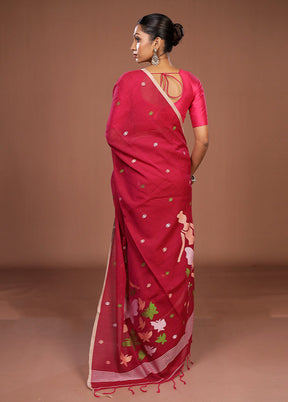 Pink Matka Silk Saree With Blouse Piece