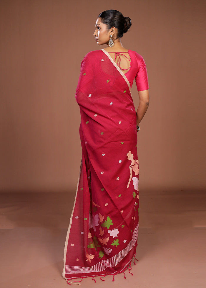 Pink Matka Silk Saree With Blouse Piece