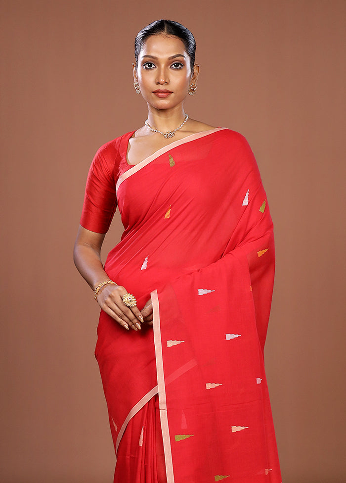 Red Matka Silk Saree With Blouse Piece