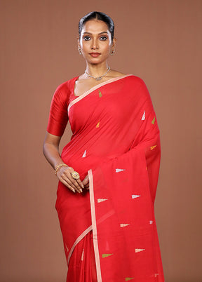 Red Matka Silk Saree With Blouse Piece