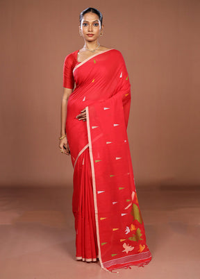 Red Matka Silk Saree With Blouse Piece