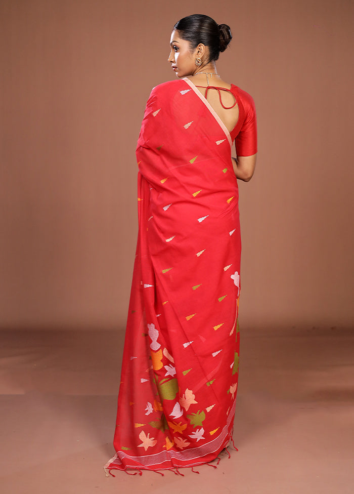 Red Matka Silk Saree With Blouse Piece