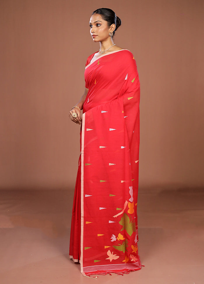 Red Matka Silk Saree With Blouse Piece