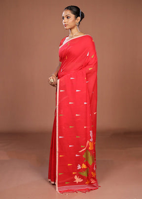 Red Matka Silk Saree With Blouse Piece