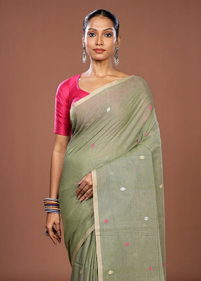 Green Matka Silk Saree With Blouse Piece