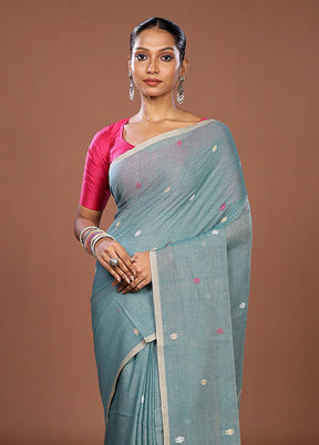 Green Matka Silk Saree With Blouse Piece