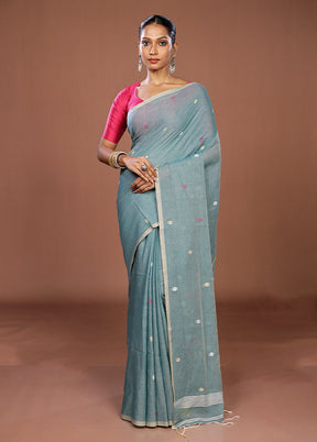 Green Matka Silk Saree With Blouse Piece