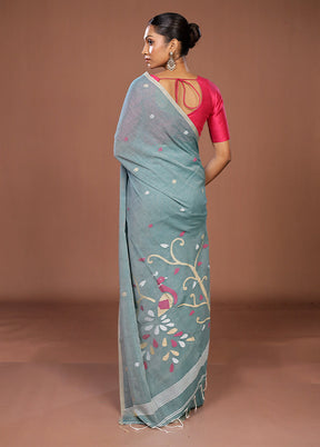 Green Matka Silk Saree With Blouse Piece