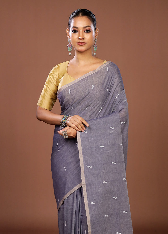 Grey Matka Silk Saree With Blouse Piece