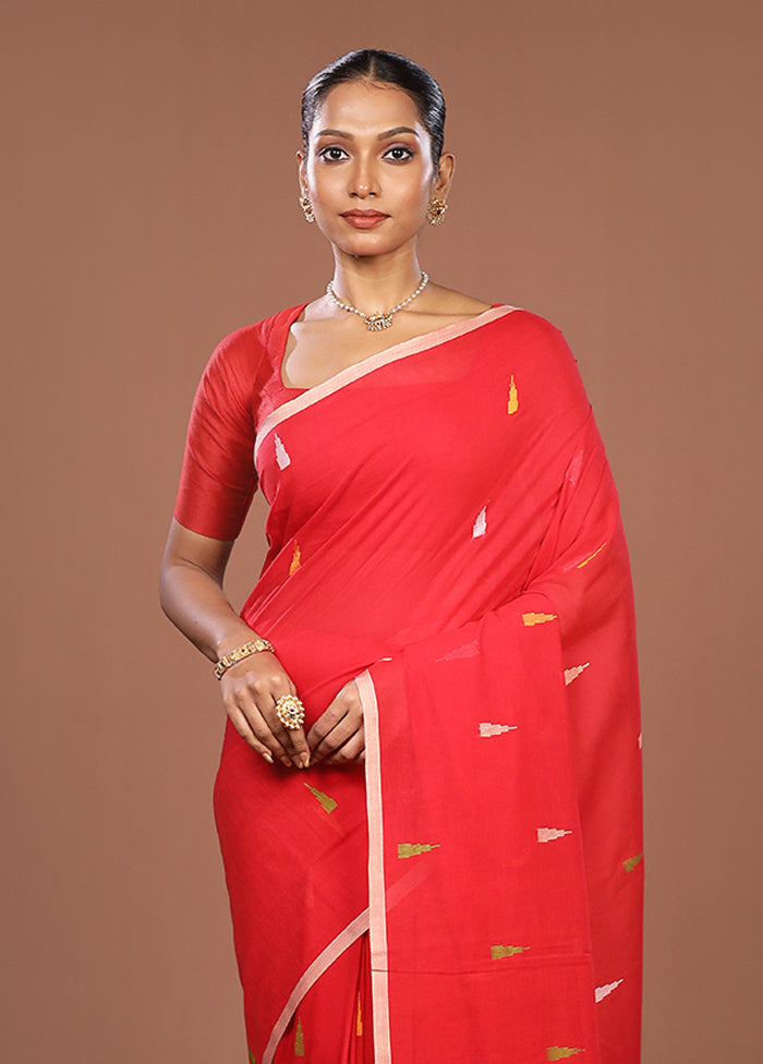 Red Matka Silk Saree With Blouse Piece