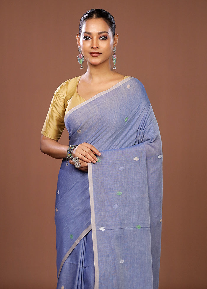 Blue Matka Silk Saree With Blouse Piece