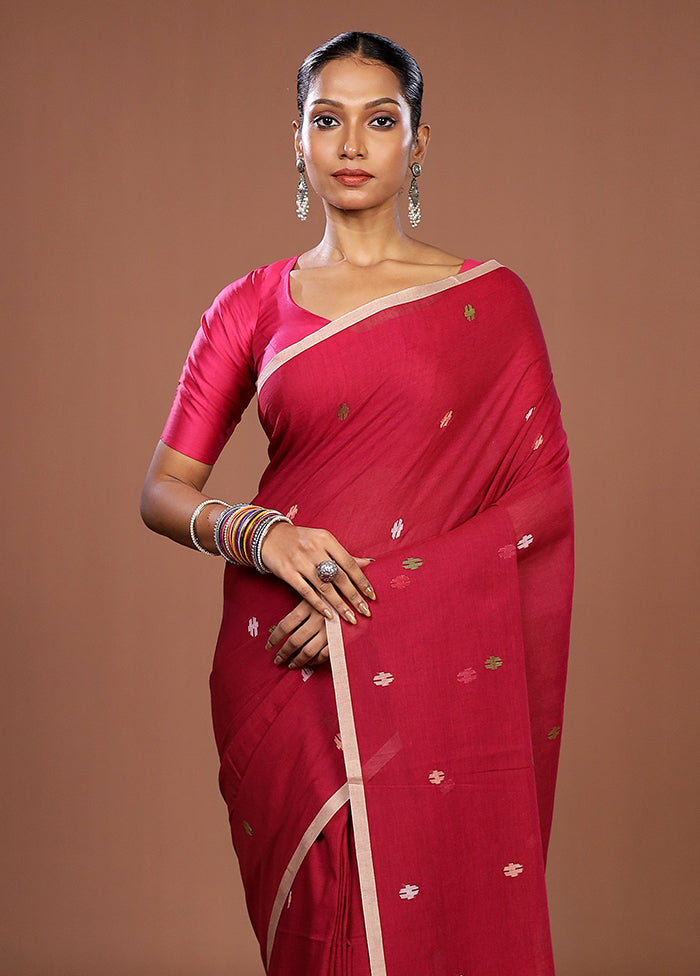 Pink Matka Silk Saree With Blouse Piece