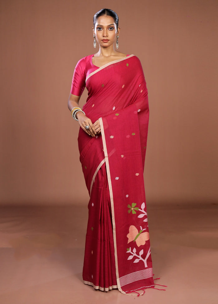 Pink Matka Silk Saree With Blouse Piece