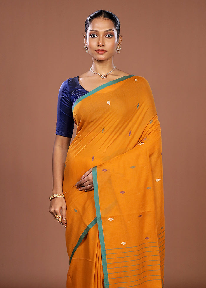 Yellow Matka Silk Saree With Blouse Piece