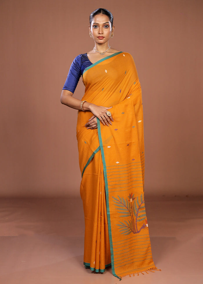 Yellow Matka Silk Saree With Blouse Piece