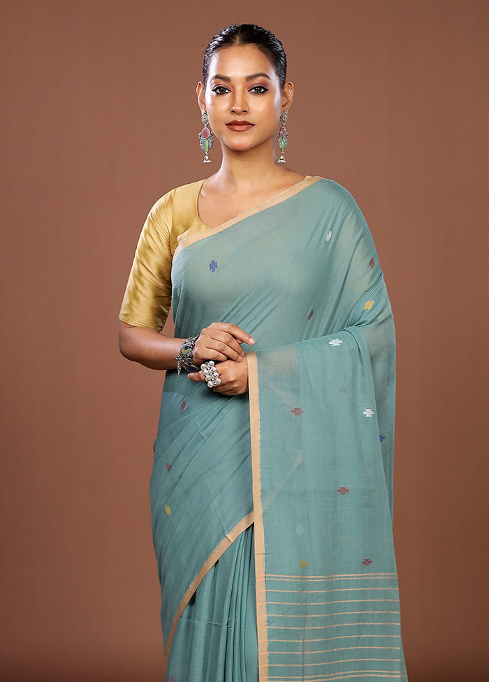 Green Matka Silk Saree With Blouse Piece