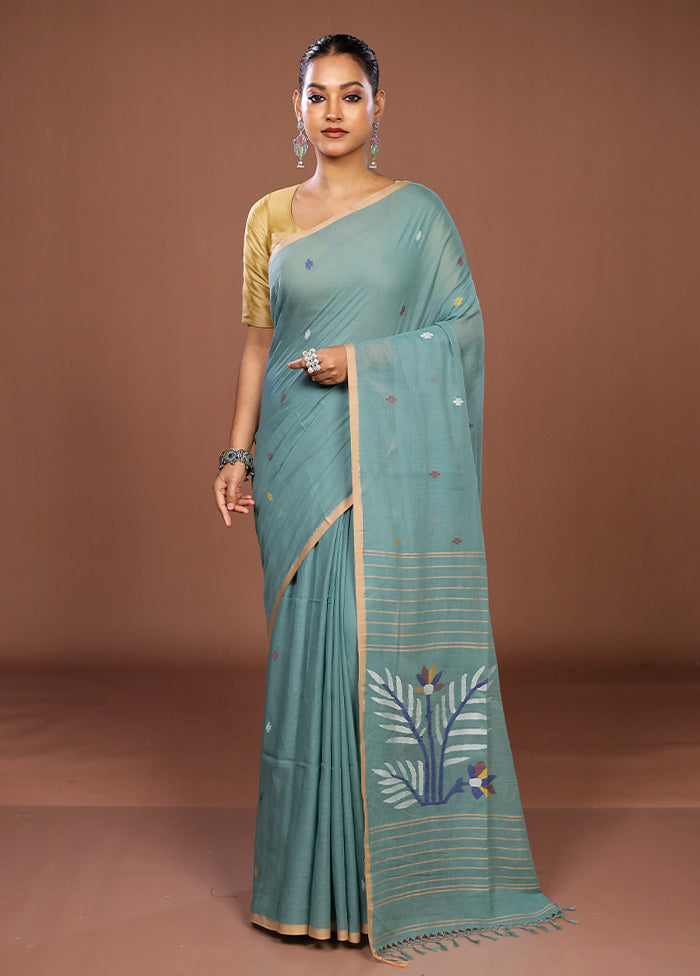 Green Matka Silk Saree With Blouse Piece