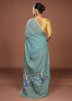 Green Matka Silk Saree With Blouse Piece