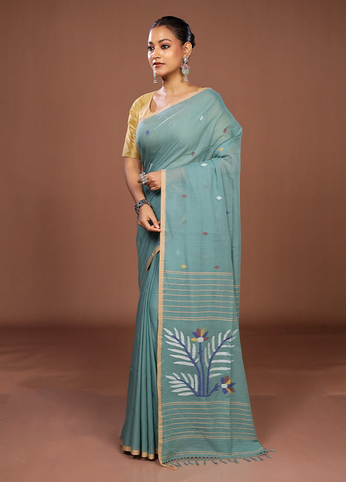 Green Matka Silk Saree With Blouse Piece