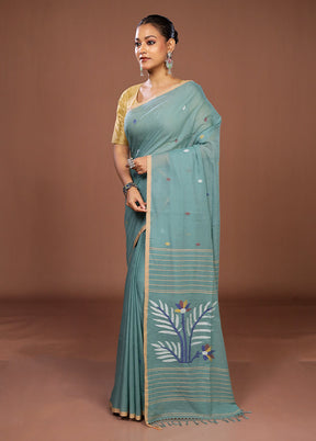 Green Matka Silk Saree With Blouse Piece