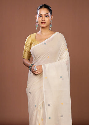 White Matka Silk Saree With Blouse Piece