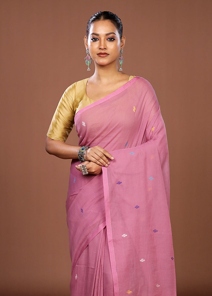 Pink Matka Silk Saree With Blouse Piece