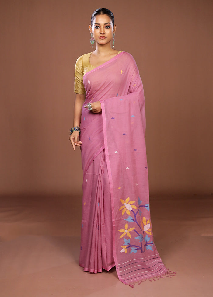 Pink Matka Silk Saree With Blouse Piece