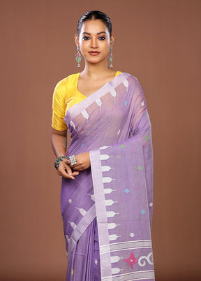 Purple Matka Silk Saree With Blouse Piece